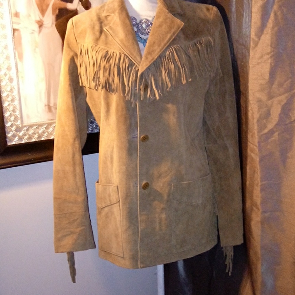 Denim & Co. Vintage Suede Fringe Jacket